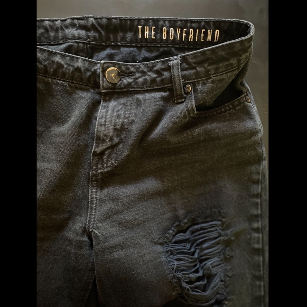 Mid Rise Distressed Boyfriend Jeans